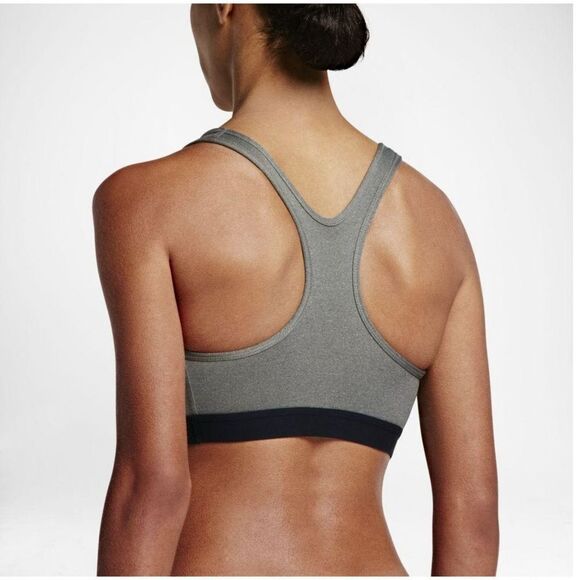 New! NIKE Pro Classic Racerback Medium Support Sports Bra Gray Black Size XS - Picture 4 of 8